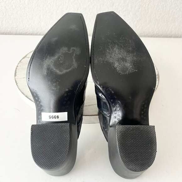 Rod Patrick Womens Mules 5C Black Caiman Leather Western Slip On Boots - Picture 8 of 12